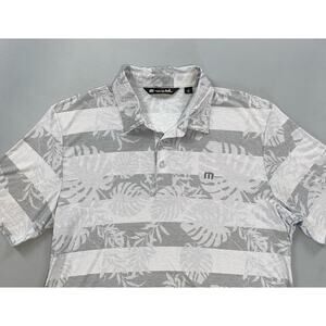 Travis Mathew 1MW102 Men's Brekkie Knit Polo Golf Shirt. Gray Floral. Men's L